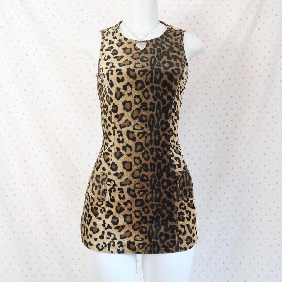 Lip Service Leopard Print Mini Dress Y2k Mall Goth Velvet Cheetah Dress